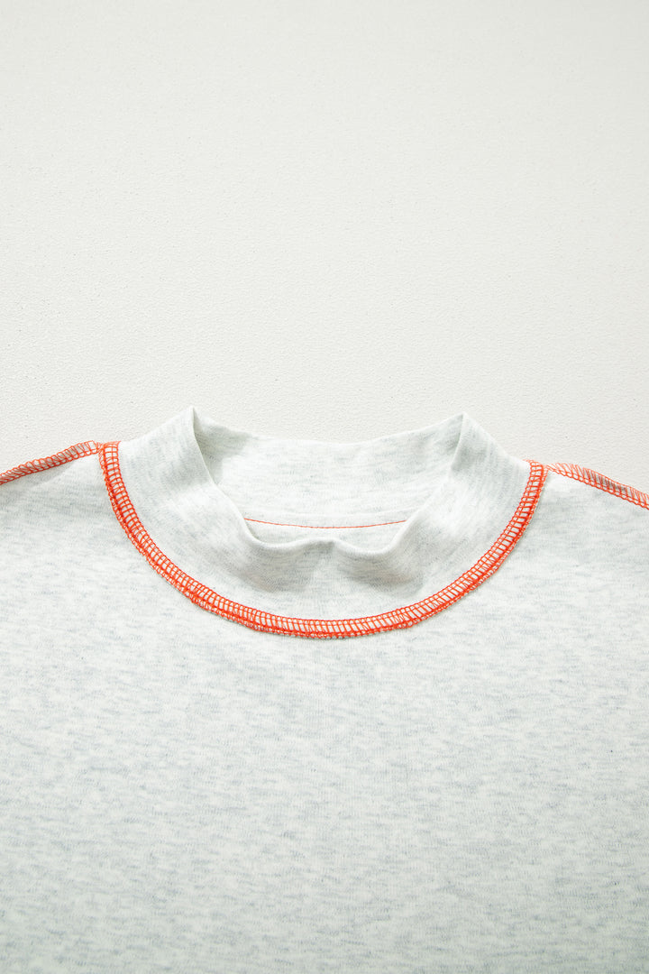 Light Grey Reversible Contrast-Stitched T-Shirt