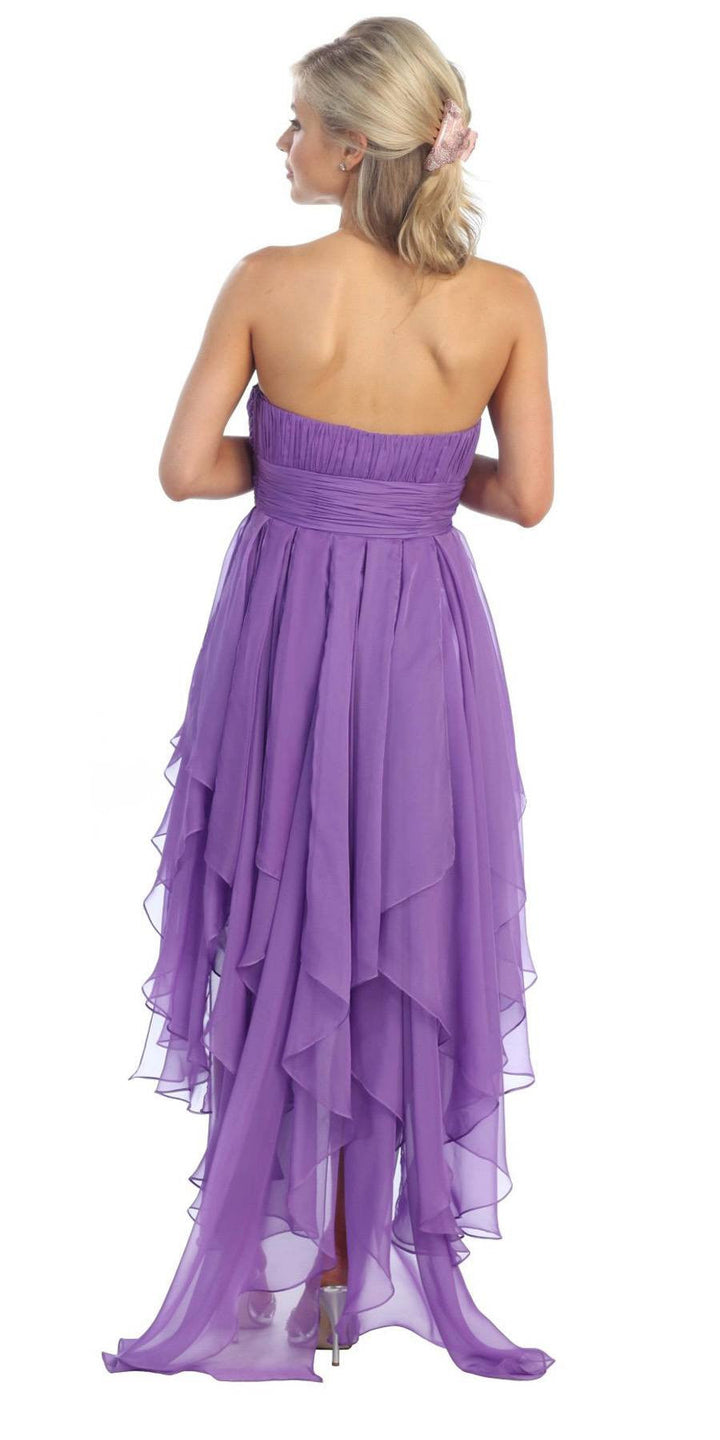 CLEARANCE - Juliet 1226 Dress High Low Chiffon Strapless Layer Skirt Rhinestones (Size 2XL)