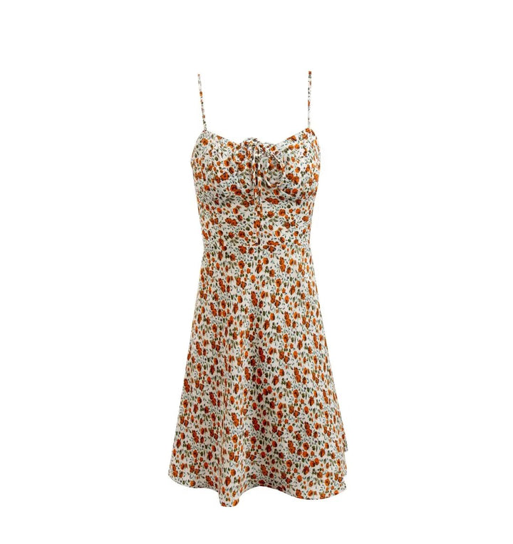 Spring Floral Cami Dress Women Vacation Casual Lace up Dress Short