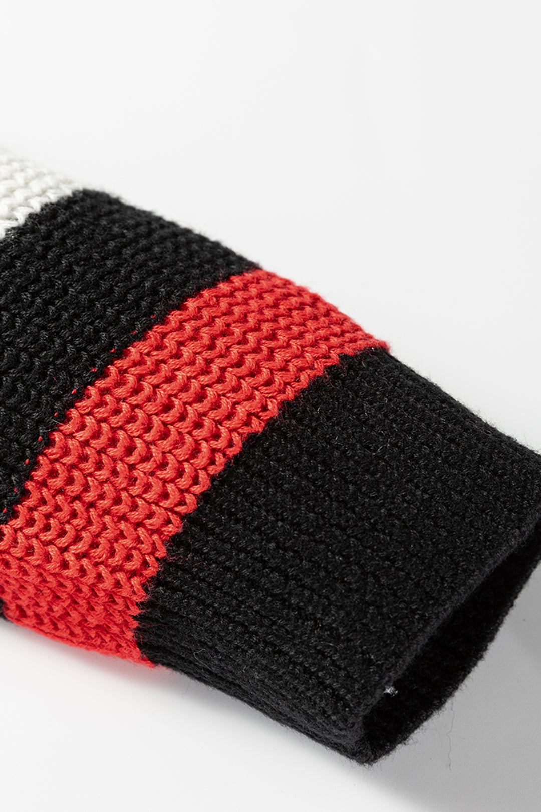 Black Contrast Striped Trim V Neck Drop Shoulder Sweater