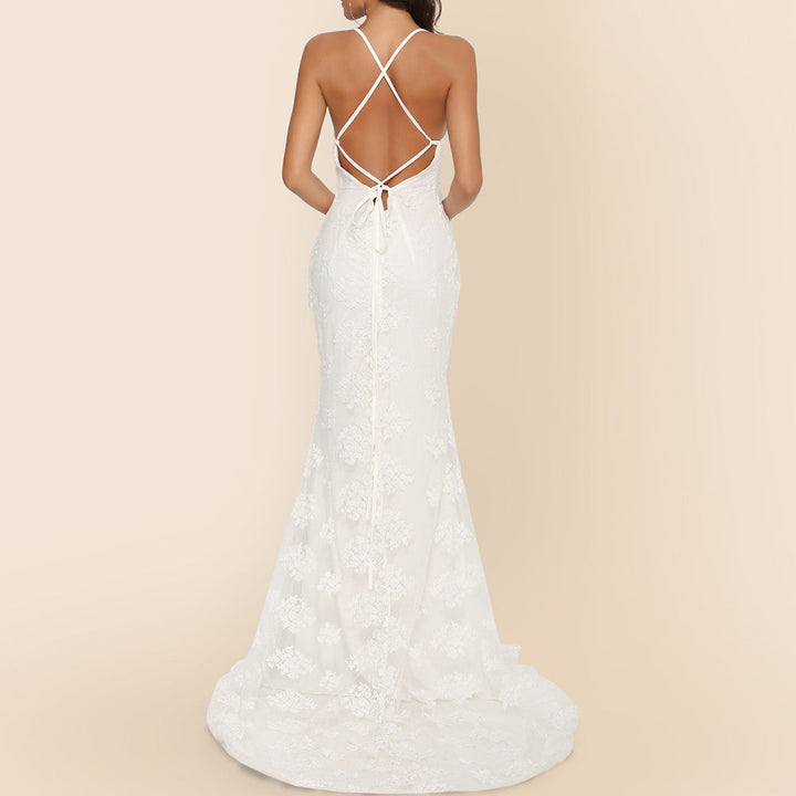 Wedding Women -selling Dress Sexy V-neck Brace Big Trailing Dress