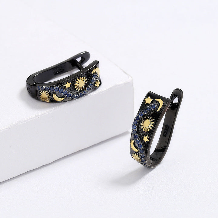 Exquisite Womens Star And Moon Earrings