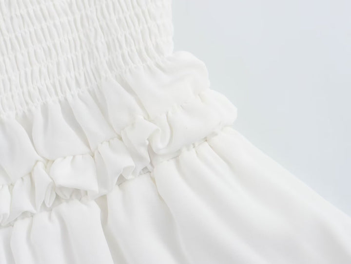 Spring Women Clothing Casual Simple Flying Sleeves Hollow Out Cutout Lace Dress