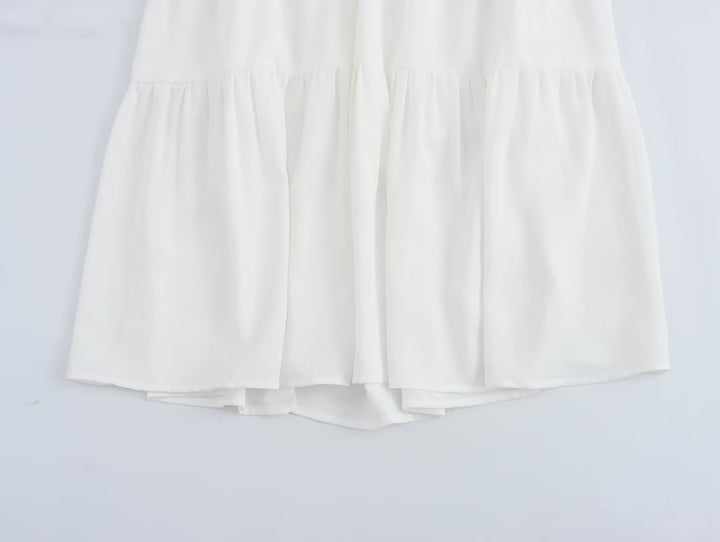 Spring Women Clothing Casual Simple Flying Sleeves Hollow Out Cutout Lace Dress