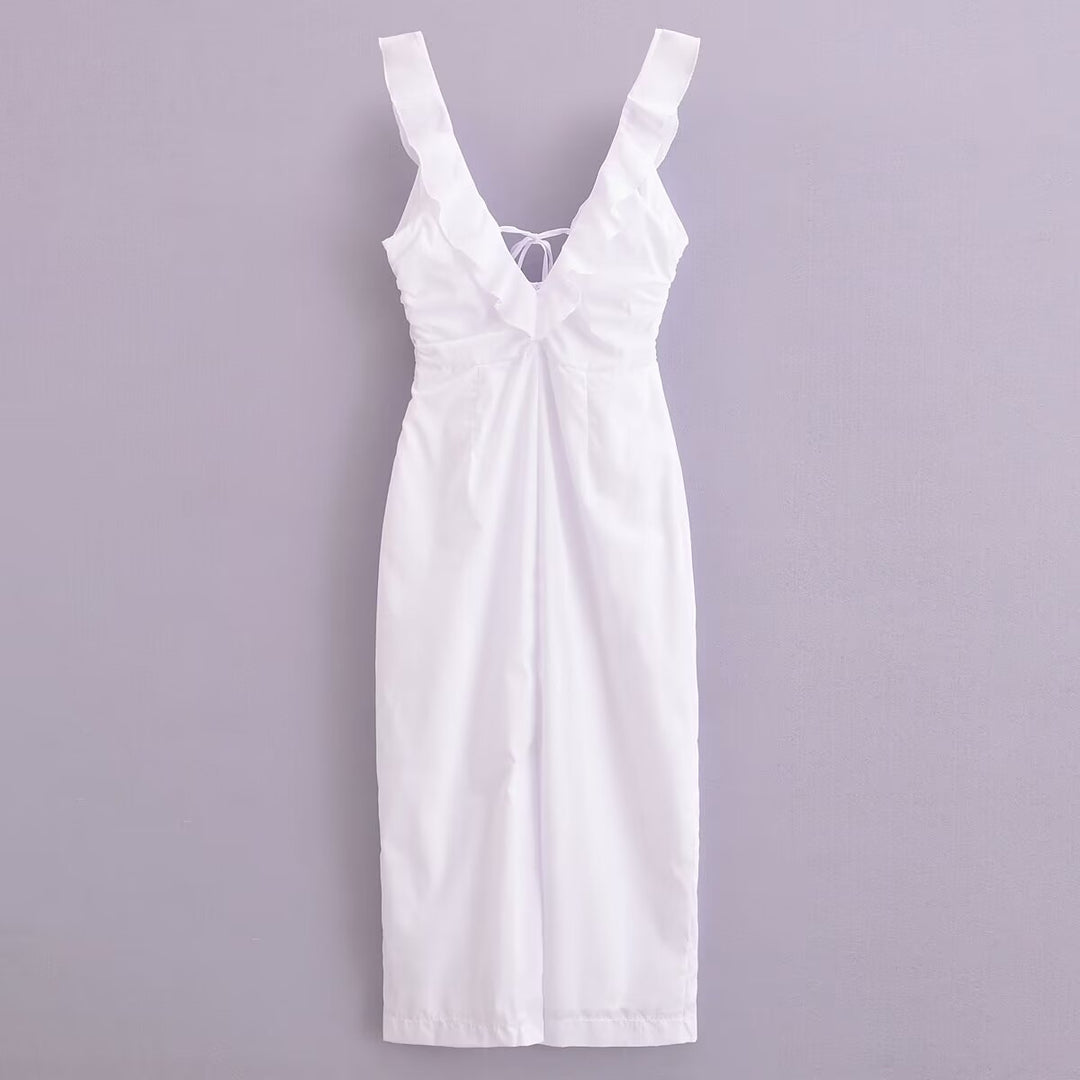Summer Women Street Elegant Ruffle Dress