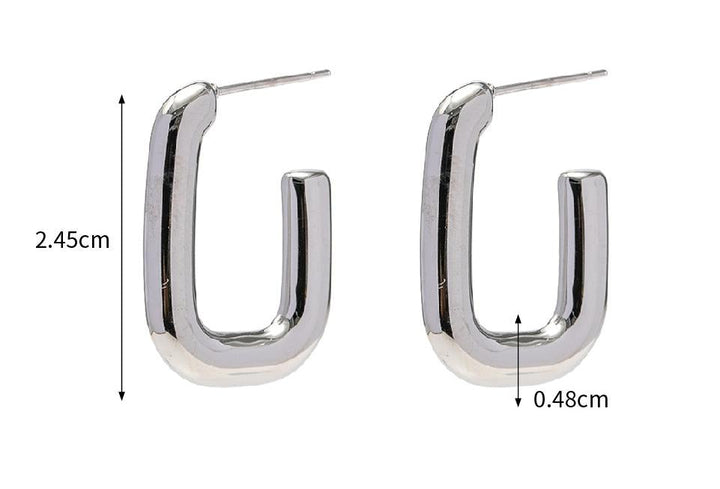 Steel Color Stainless Steel French Glossy Hollow Out Cutout Earrings Mesh Red Blogger Same Hoop Earrings Women Accessories
