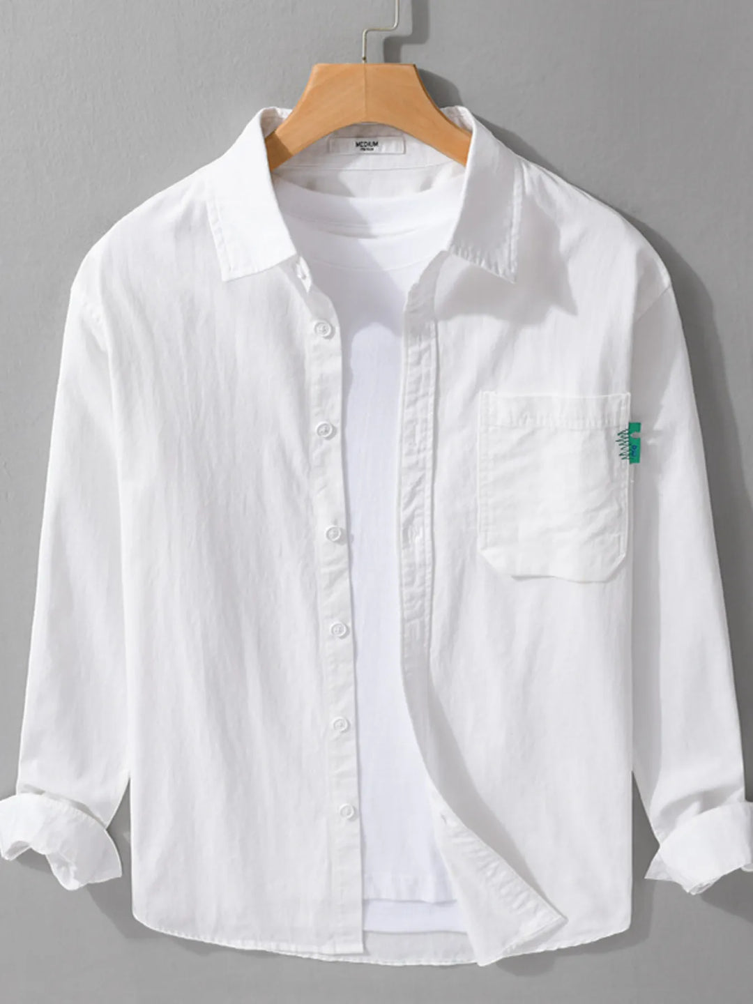 Men's Plus Size Button-Up Shirt with Chest Pocket
