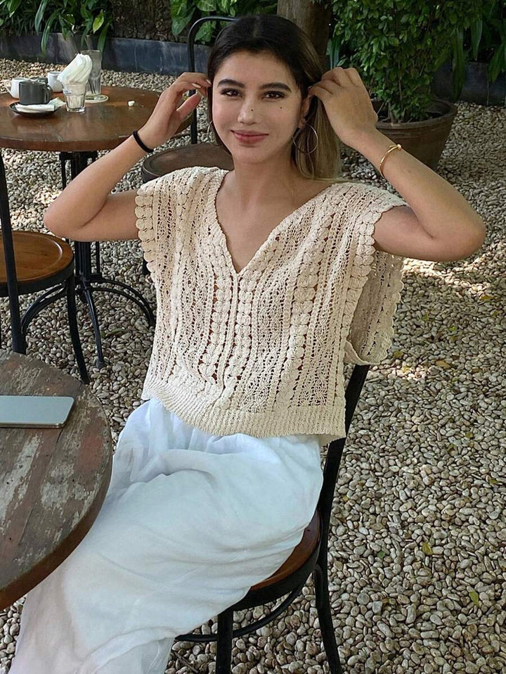 Crocheted Hollow Out Vest Hair Sweater Top Crochet hook