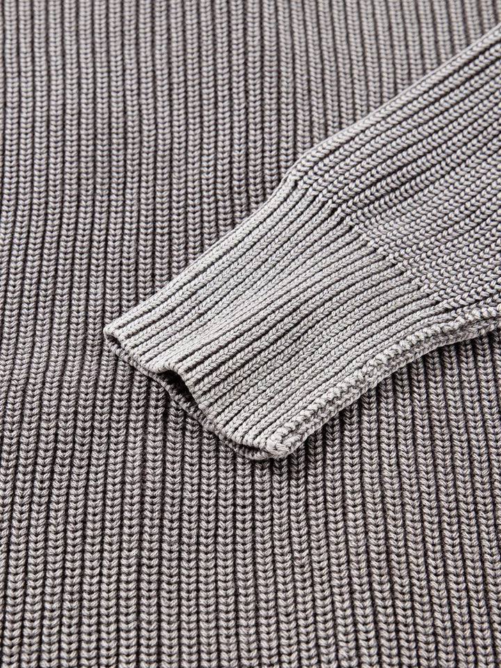 Mineral Wash Exposed Seam Patchwork Knit Open Sweater Cardigan