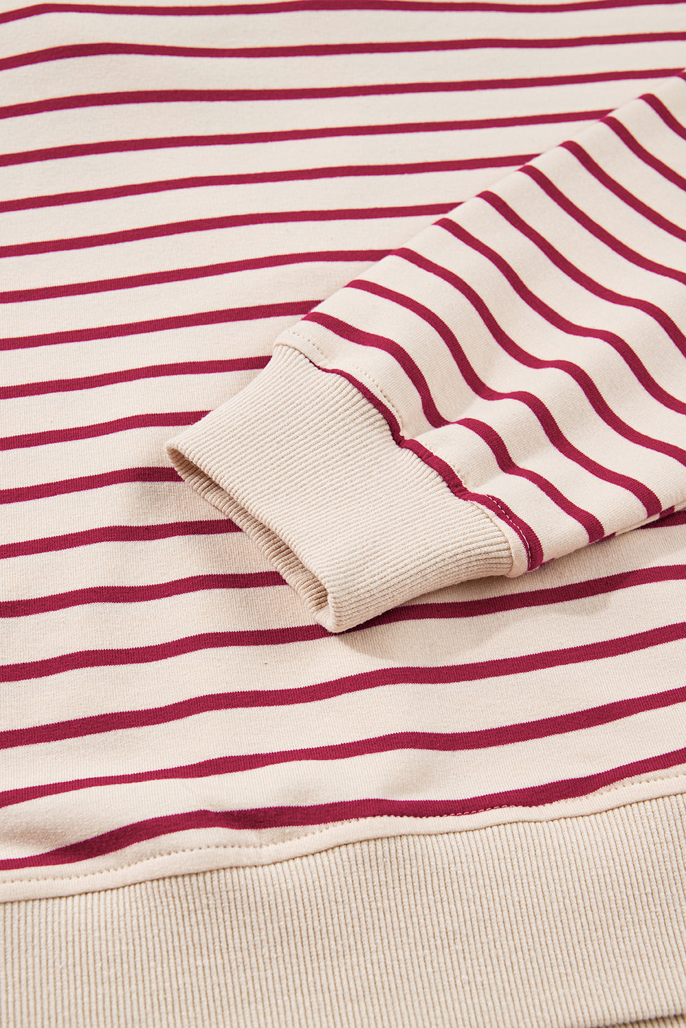 Red Stripe Cropped Collared Drop Shoulder Pullover and Bubble Mini Skirt Set