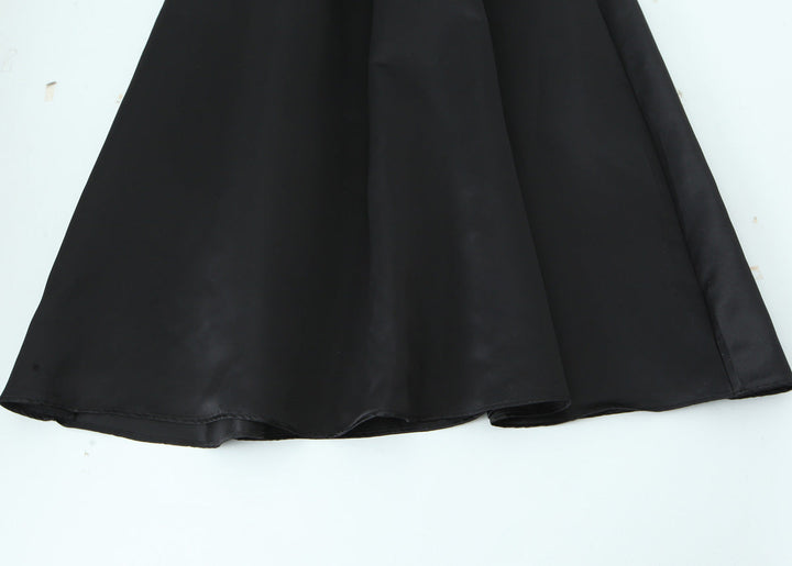 Women Solid Color Frill Strap Slim Fit Patchwork Casual Sling Dress