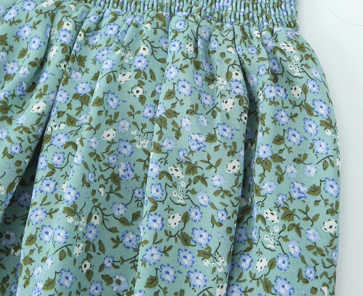 Summer Pastoral Fresh Slim Fit Tied Printing Slip Dress Women