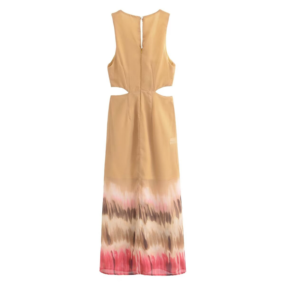 Summer Pants Women Open Design Tie Dye Midi Dress