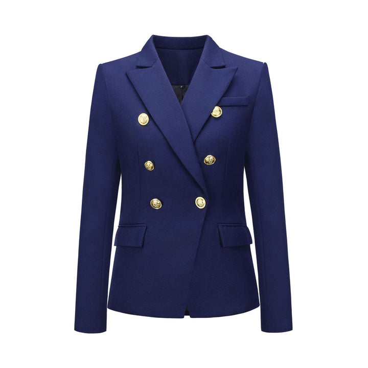 New Women Clothes Coat Autumn Winter Small Houndstooth Fashion Short Double Breasted Coat Blazer