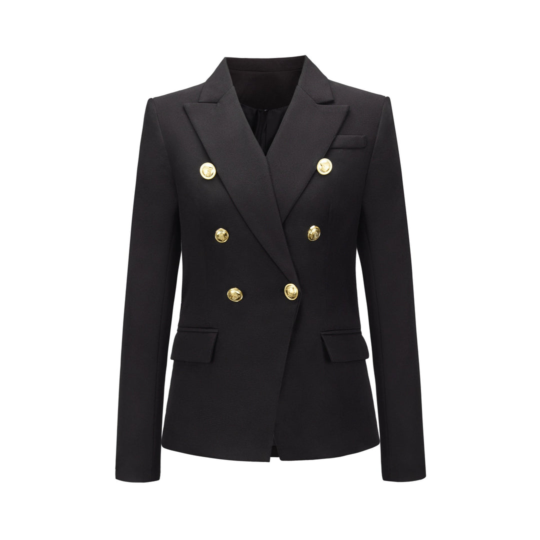 New Women Clothes Coat Autumn Winter Small Houndstooth Fashion Short Double Breasted Coat Blazer