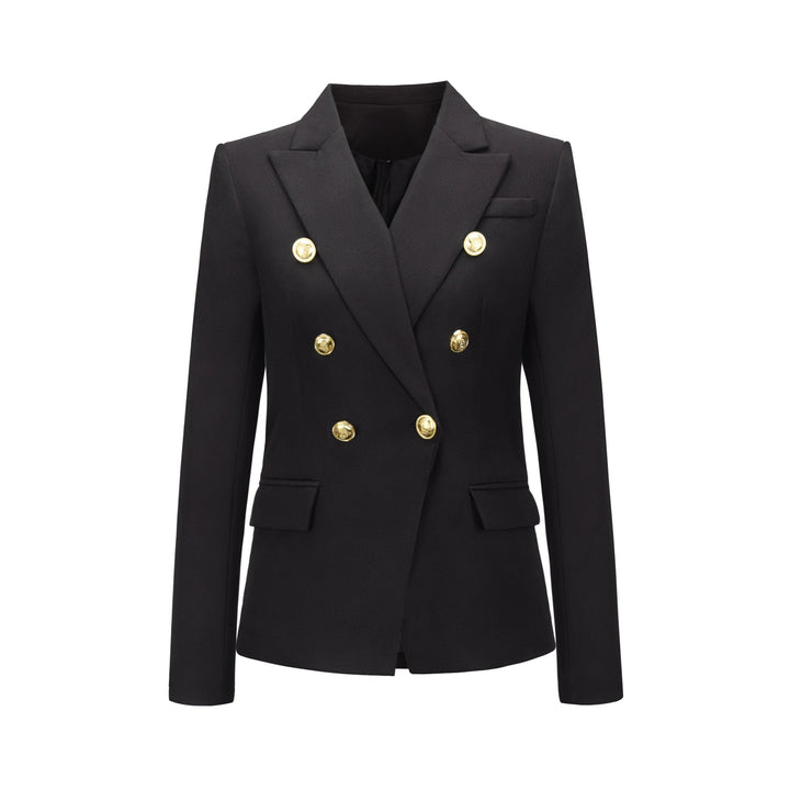 New Women Clothes Coat Autumn Winter Small Houndstooth Fashion Short Double Breasted Coat Blazer