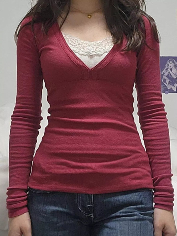 Lace Detail Long Sleeve T-Shirt