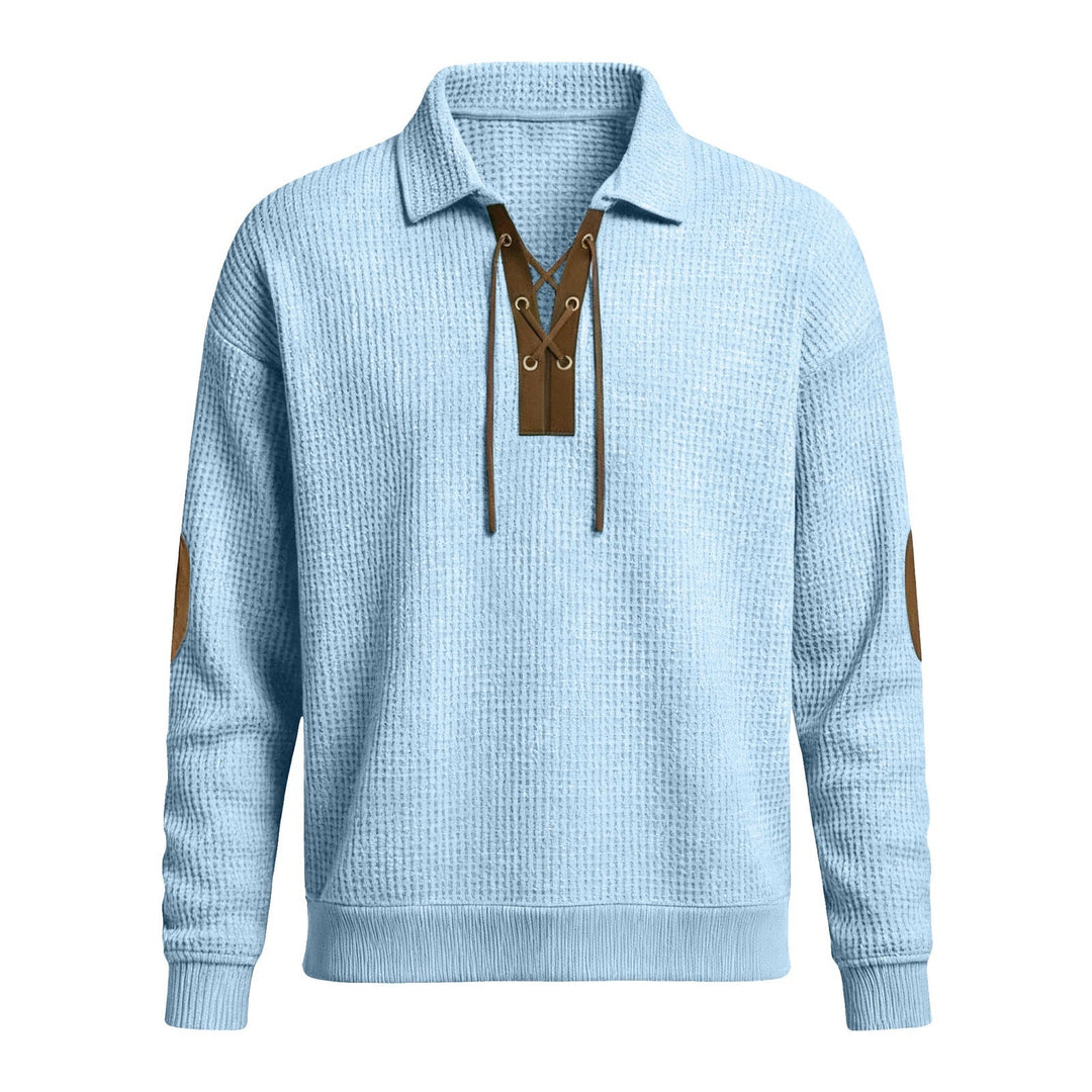 Mens Fashion Solid-Color Long-Sleeve Loose-Fit Sweatshirt