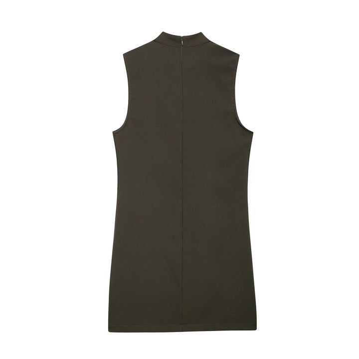 Fall Women Clothing Casual Simple Short Sleeveless Dress