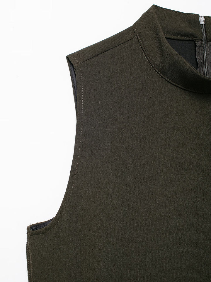 Fall Women Clothing Casual Simple Short Sleeveless Dress