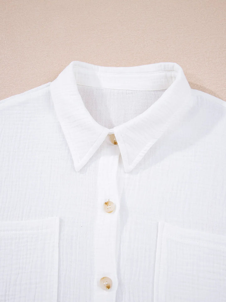 Lace Sleeve Button Down Shirt