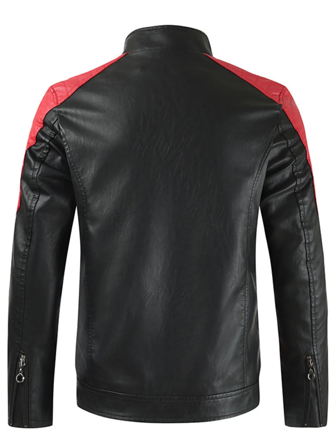 Men's Plus Size Color Block Leather Jacket