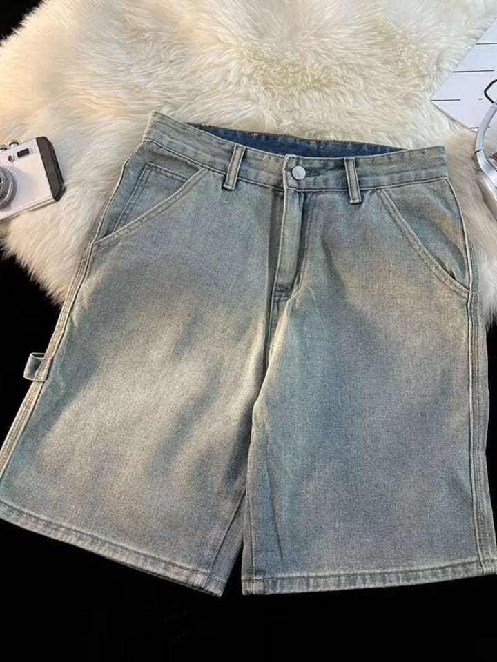 Men's Full Size High-Waisted Wide-Leg Denim Shorts Plus Size