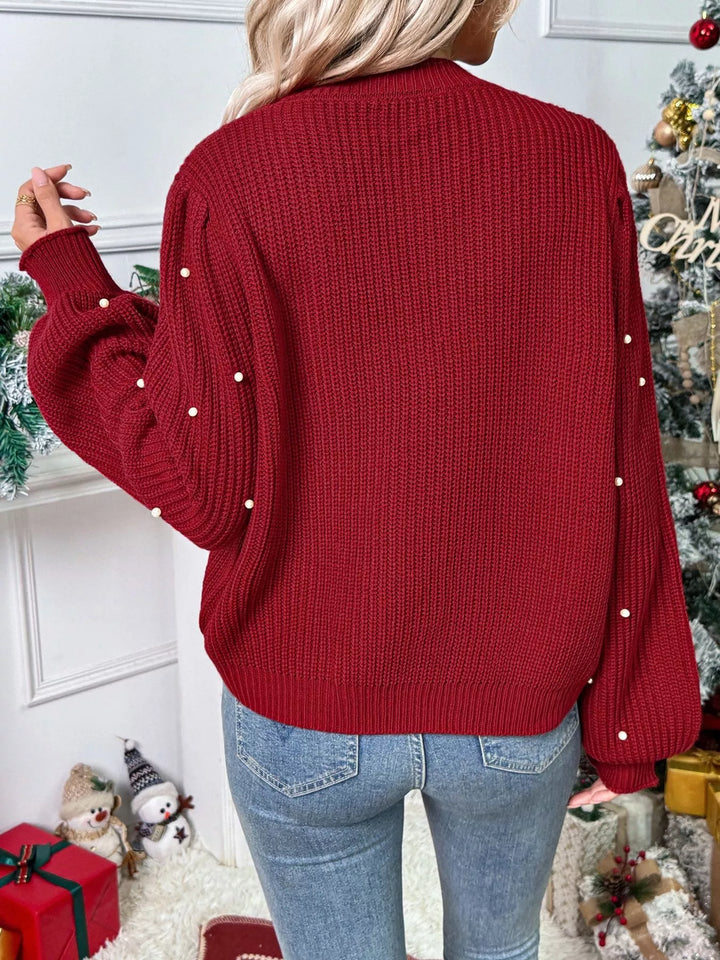 Pearl Embellished Button Up Cardigan