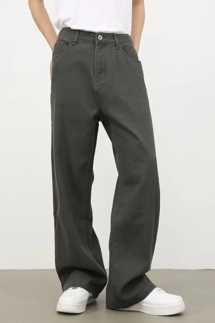 Men's Half Elastic Waist Jeans with Pockets