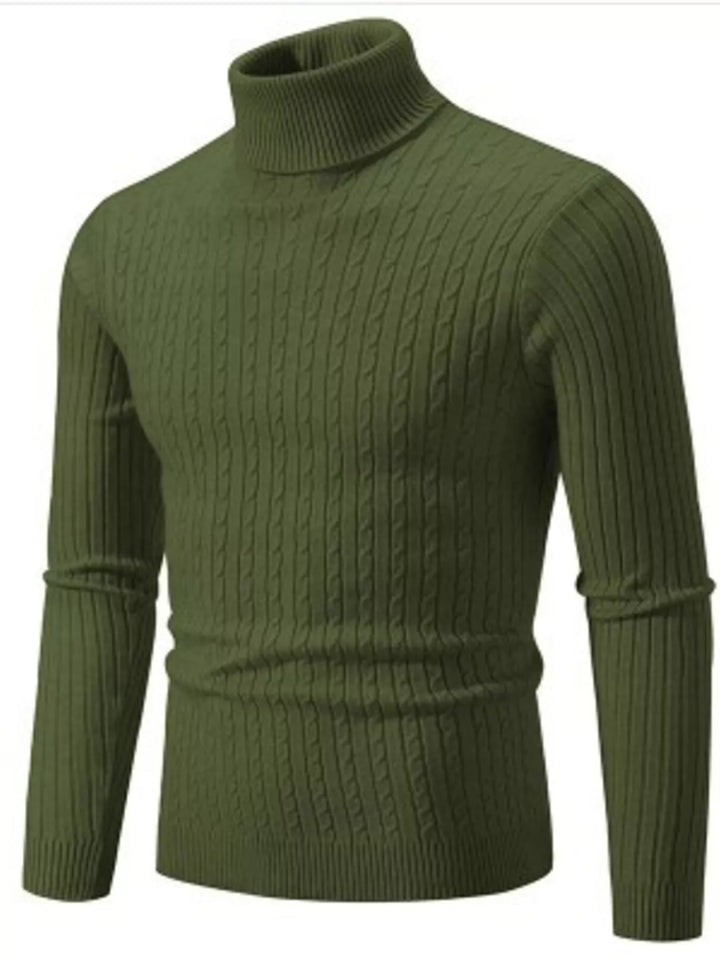 Men's Full Size Classic Cable Knit Turtleneck Sweater Plus Size