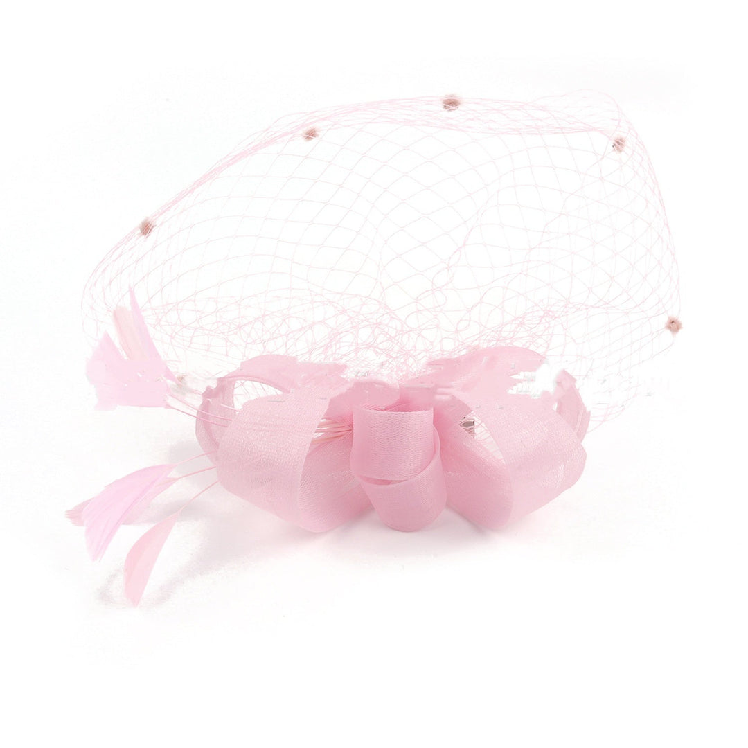 Bride Veil Hair Bow Top Hat Headdress Flower Cover Face Mesh Head