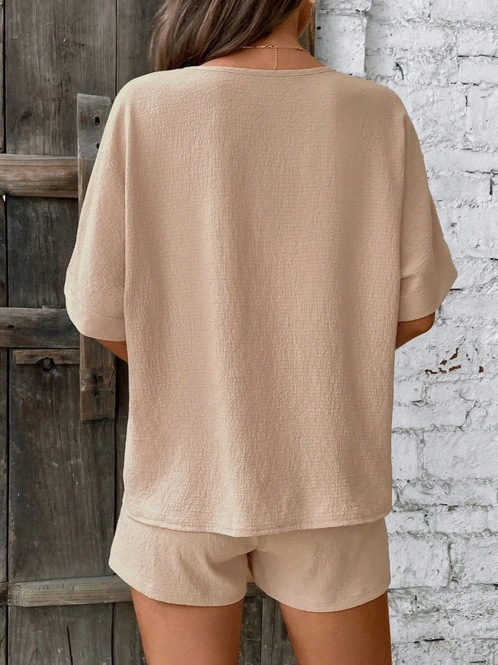 V-Neck Half Sleeve Top and Shorts Set