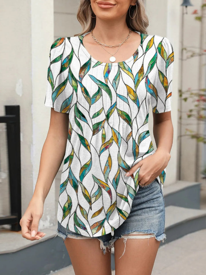 Floral Round Neck Short Sleeve Top