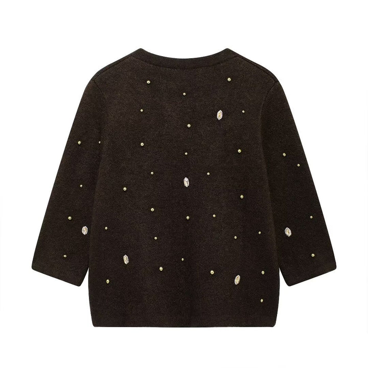 Autumn Jewelry Beaded Knitted Cardigan Coat