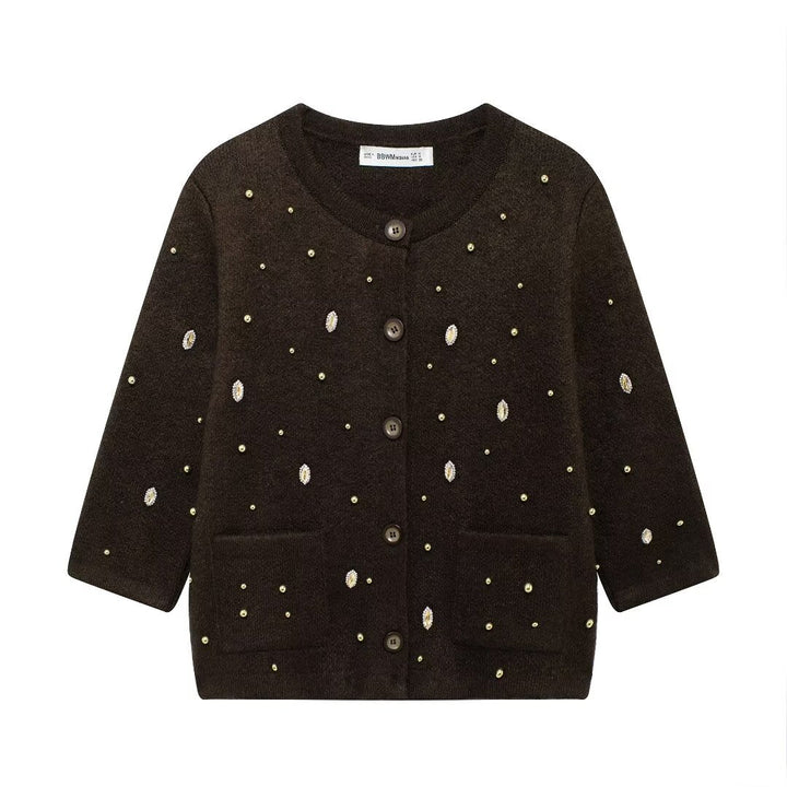 Autumn Jewelry Beaded Knitted Cardigan Coat