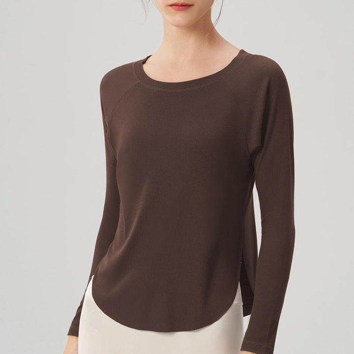 Autumn Nude Feel Yoga Clothes Women Loose Sexy off the Shoulder Yoga Jacket Casual Drape Sports Long Sleeved Top