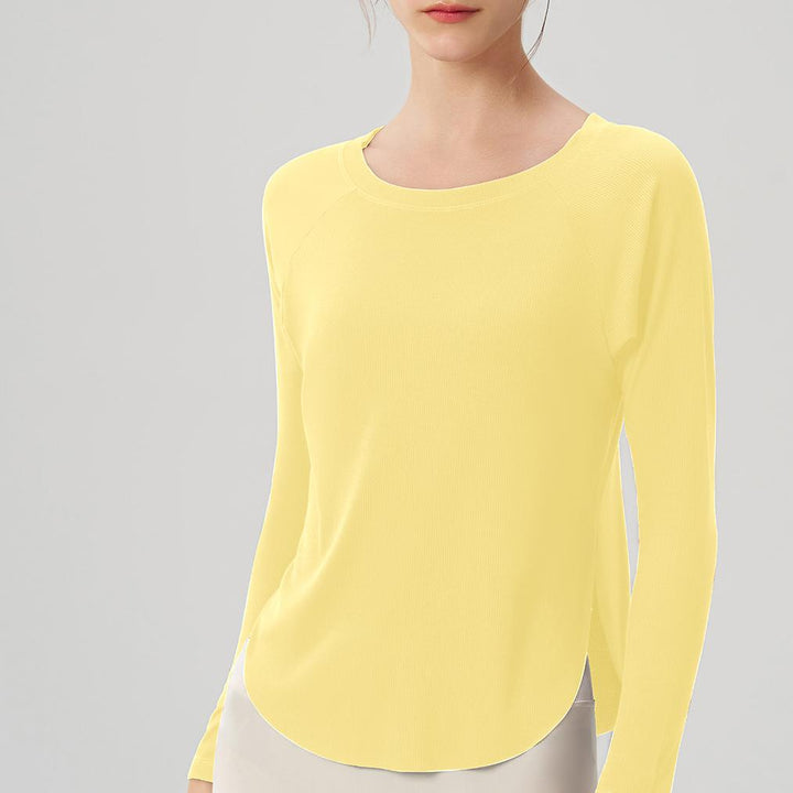 Autumn Nude Feel Yoga Clothes Women Loose Sexy off the Shoulder Yoga Jacket Casual Drape Sports Long Sleeved Top