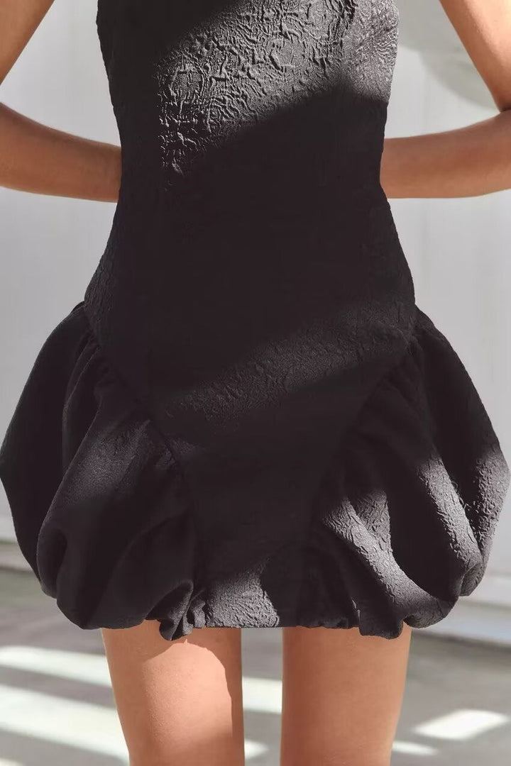 Women French Waist Display Wide Swing Short Sleeveless Dress Puffy dress