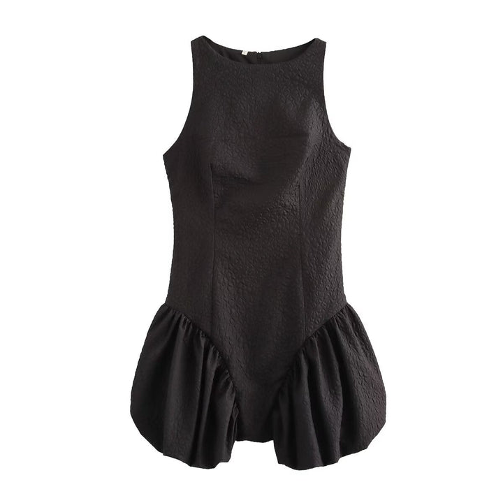 Women French Waist Display Wide Swing Short Sleeveless Dress Puffy dress