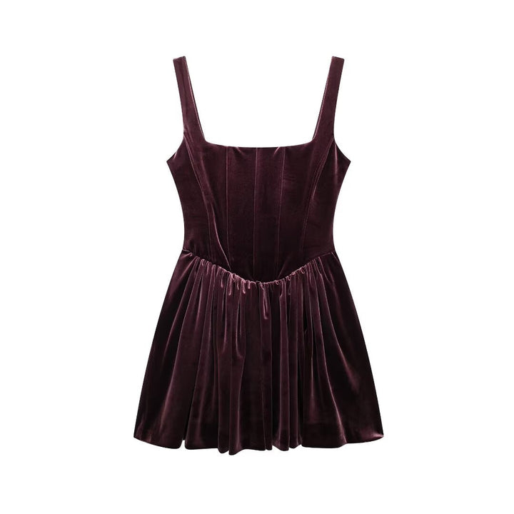 Women Clothing Autumn Velvet Corset Dress