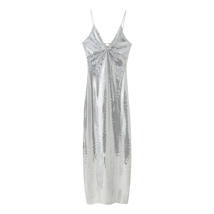 Women Clothing Sequined Long Hollow Cutout Decorative Suspender