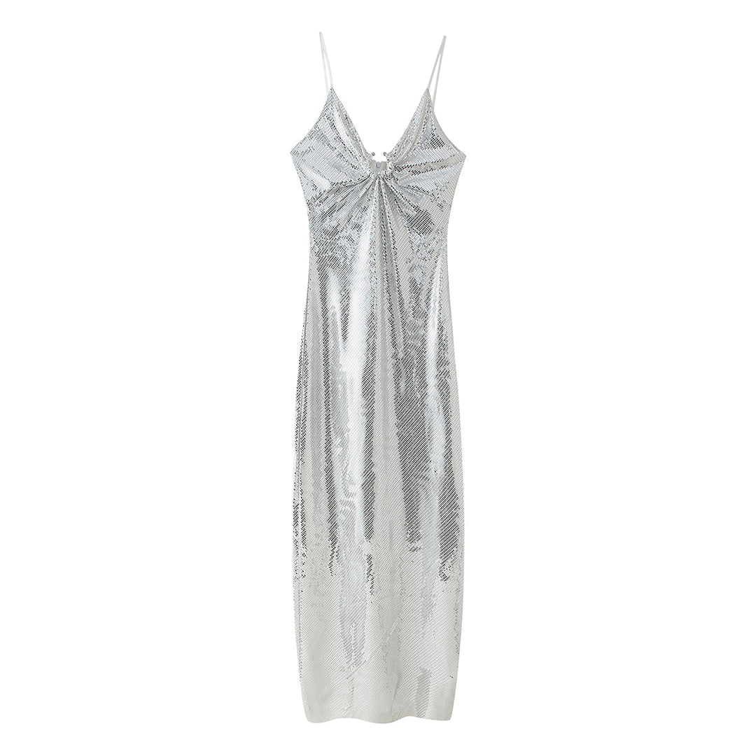 Women Clothing Sequined Long Hollow Cutout Decorative Suspender