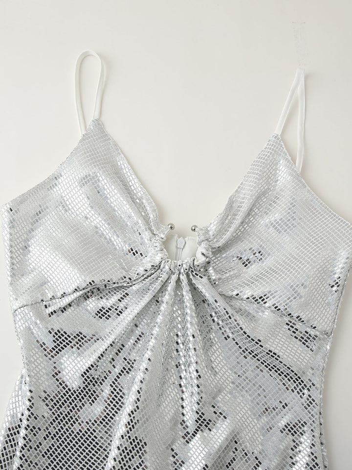 Women Clothing Sequined Long Hollow Cutout Decorative Suspender