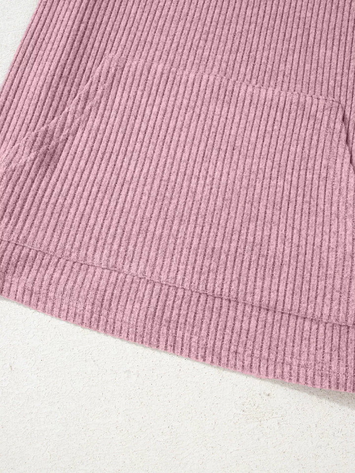 Ribbed Texture Drop Shoulder Henley Top