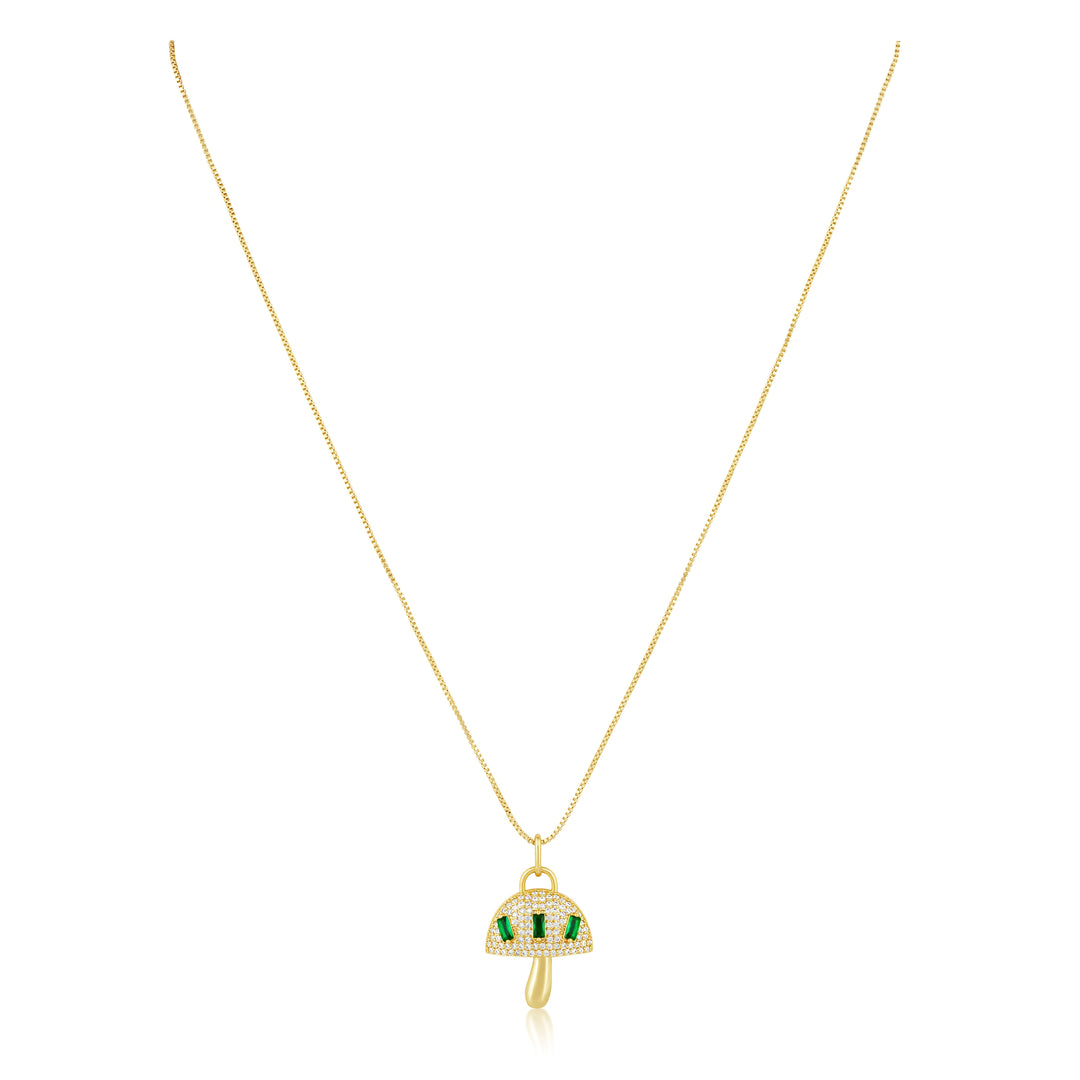 Alice Emerald Mushroom Pendant Necklace
