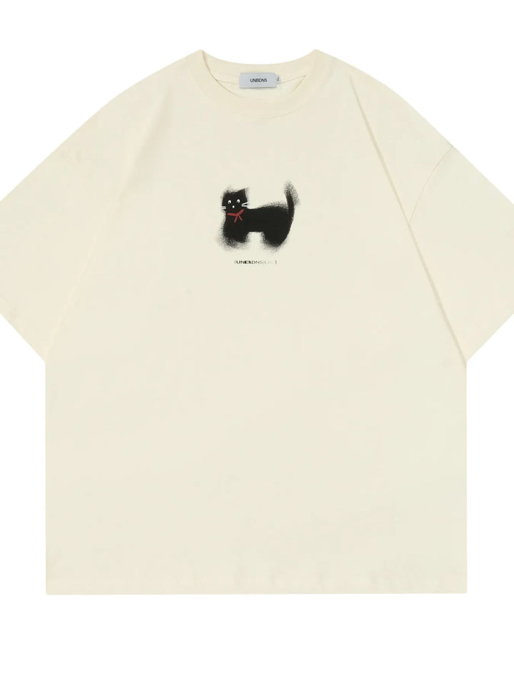 Men's Cat Graphic Round Neck Short Sleeve T-Shirt