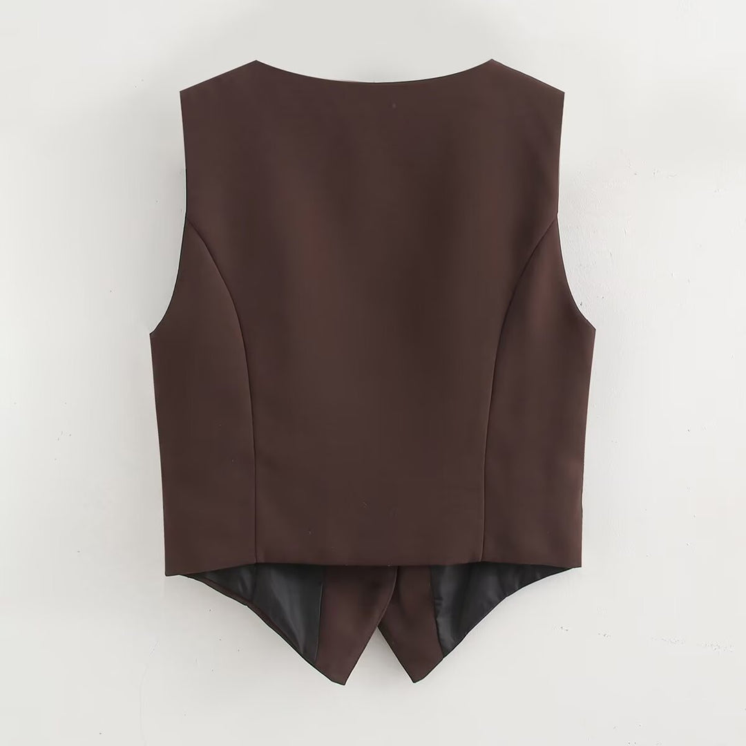 Fall Sets Women Clothing Side Slit Vest Wide Leg Pants