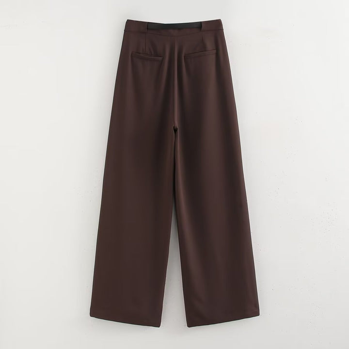 Fall Sets Women Clothing Side Slit Vest Wide Leg Pants