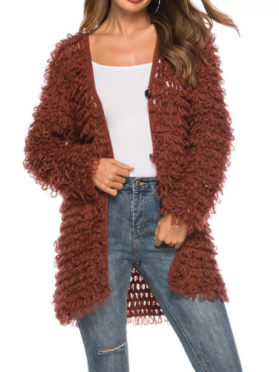 Textured Knit Button Up Cardigan
