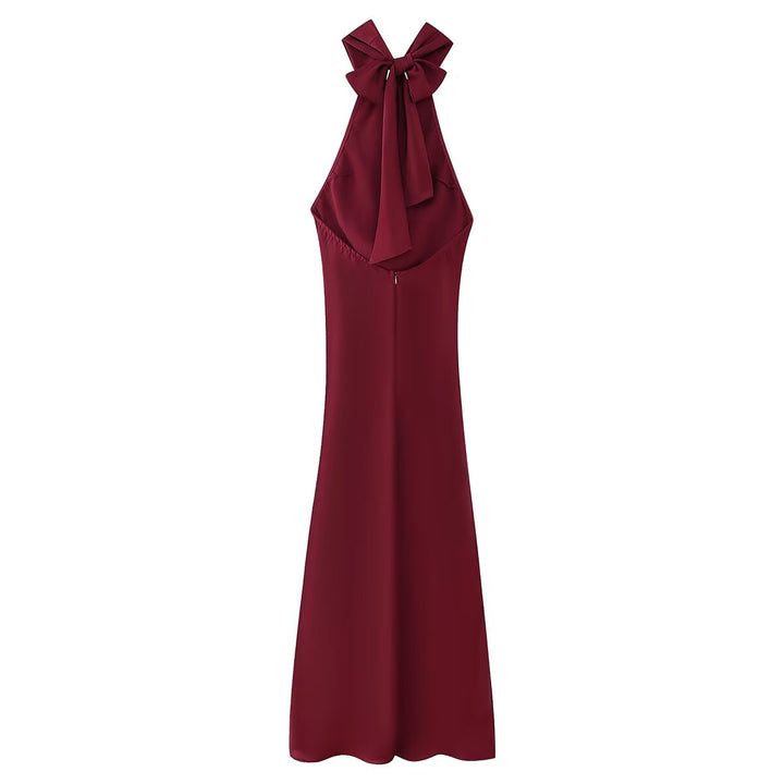 Two Color Hanging Collar Sleeveless Maxi Dress Spring